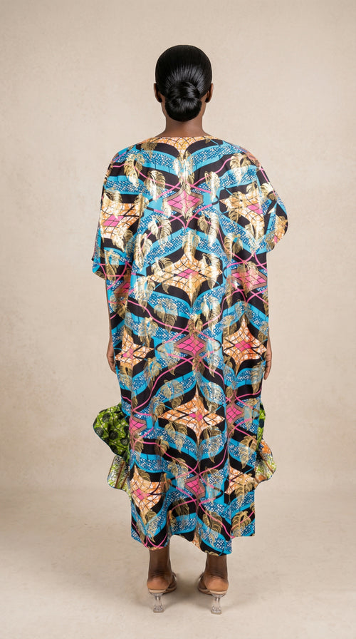 Abeba Ankara Ruffle Dress – Shimmery Mixed Ankara