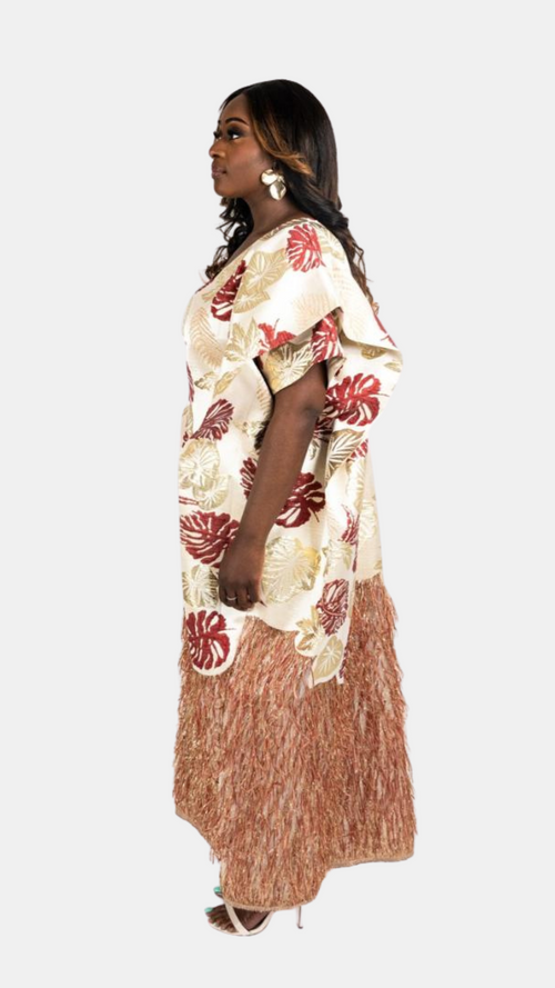 Dalia Feathered Kaftan – Luxury Brocade
