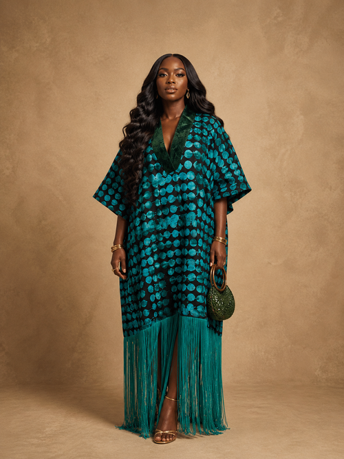 Anzani Fringe Dress - Custom Batik & Luxe Fringing