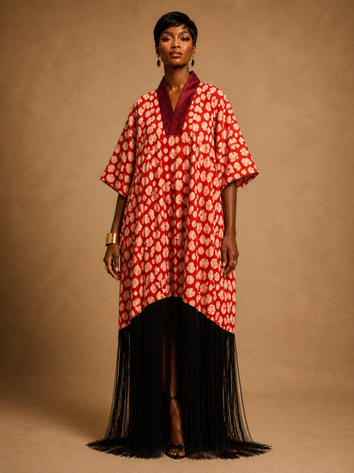 Anzani Fringe Dress - Custom Batik & Luxe Fringing