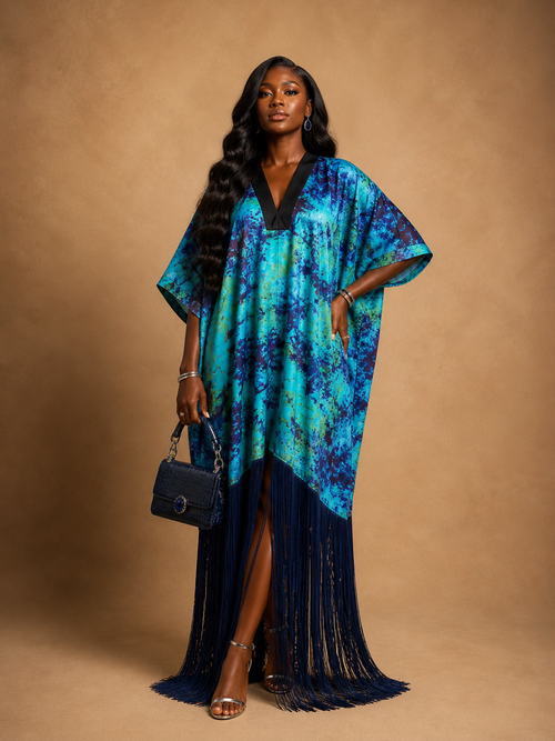 Anzani Fringe Dress - Custom Batik & Luxe Fringing