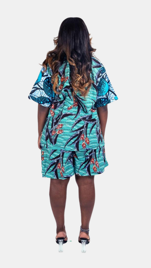 Remi Shorts Set – Two-Tone Ankara Elegance