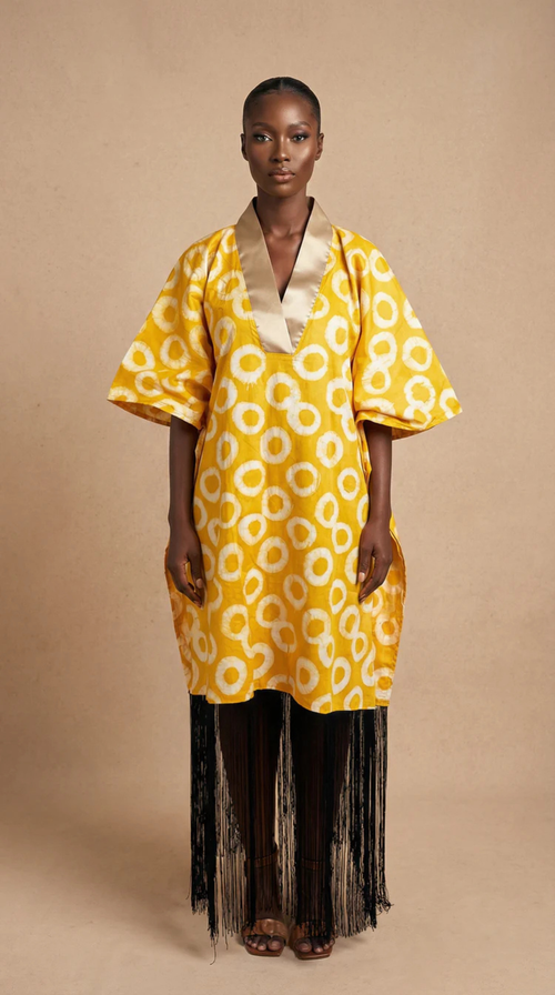Anzani Fringe Dress - Custom Batik & Luxe Fringing