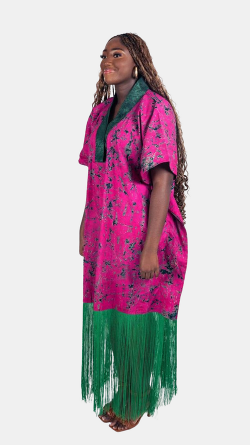 Anzani Fringe Dress - Custom Batik & Luxe Fringing