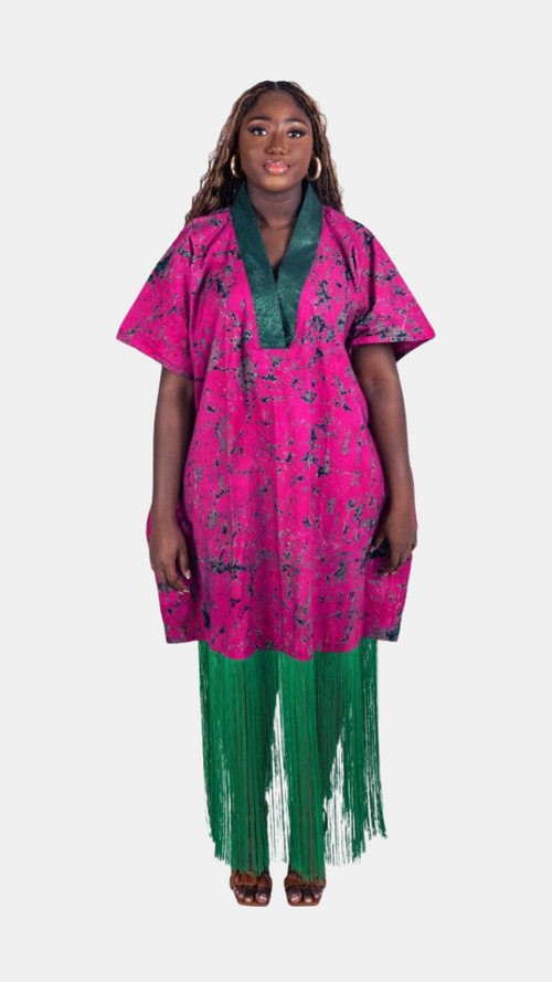 Anzani Fringe Dress - Custom Batik & Luxe Fringing