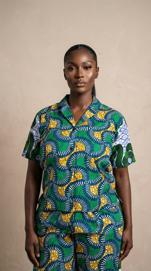 Remi Shorts Set – Two-Tone Ankara Elegance