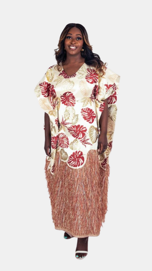 Dalia Feathered Kaftan – Luxury Brocade