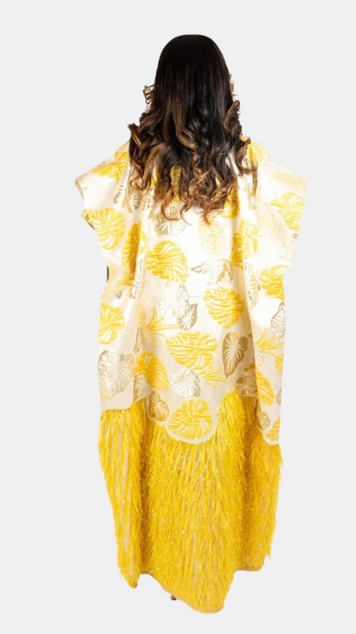 Dalia Feathered Kaftan – Luxury Brocade