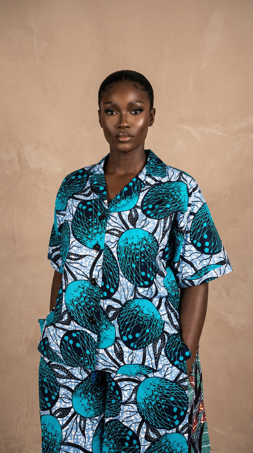 Remi Shorts Set – Two-Tone Ankara Elegance