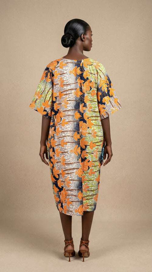Abeba Ankara Ruffle Dress – Shimmery Mixed Ankara