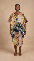 Abeba Ankara Ruffle Dress – Shimmery Mixed Ankara