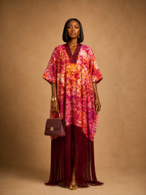 Anzani Fringe Dress - Custom Batik & Luxe Fringing