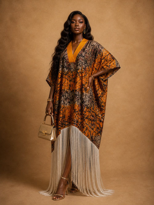 Anzani Fringe Dress - Custom Batik & Luxe Fringing