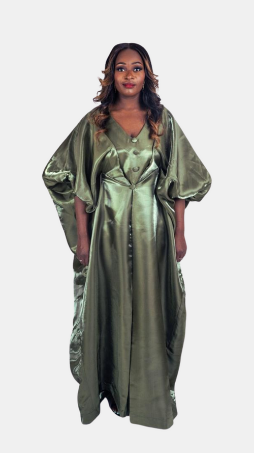 Saha V-Neck Buttoned Dress - Liquid Mikado