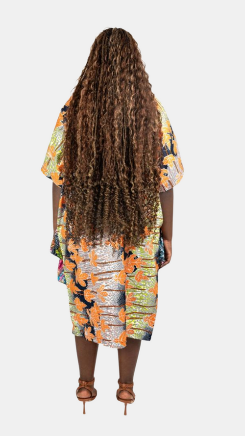 Abeba Ankara Ruffle Dress – Shimmery Mixed Ankara