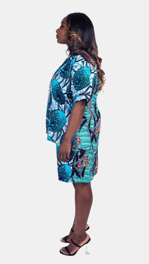 Remi Shorts Set – Two-Tone Ankara Elegance