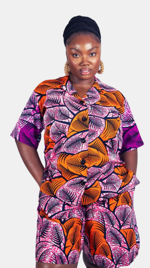 Remi Shorts Set – Two-Tone Ankara Elegance