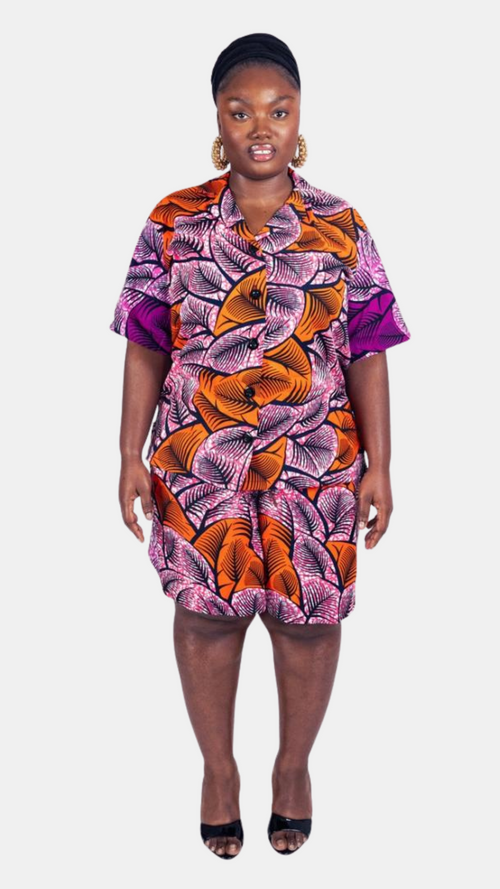 Remi Shorts Set – Two-Tone Ankara Elegance