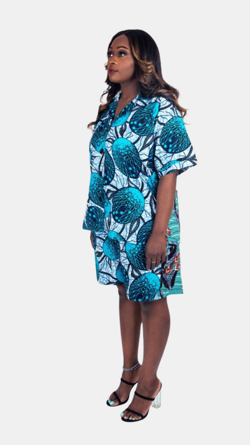 Remi Shorts Set – Two-Tone Ankara Elegance