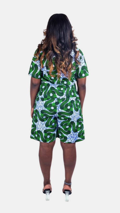 Remi Shorts Set – Two-Tone Ankara Elegance